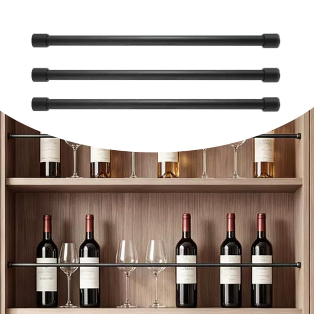 SVBVRFEEW Shelf Railing Fence with Screws Anti-Fall Fence Kit Aluminum Gallery Rails 3 Pack Shelf Guard Rail Floating Shelves Guard Bar Decorative(Black,60cm/23.6in)