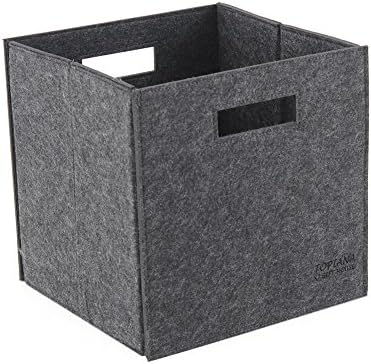 XJ Soft Cube Storage Unit Felt Box Toy Storage Colorful Bin For Kids Toy Clothing Magazine & Newspaper (Black)