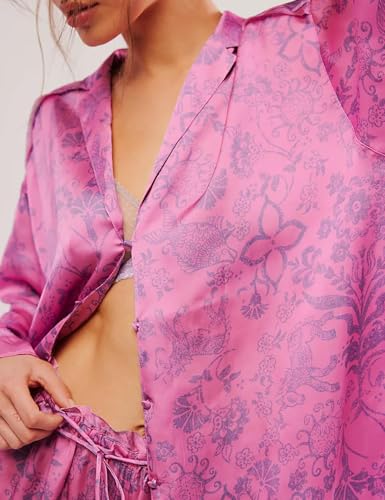 Image of Yimoon Satin Pajama Set for Women Silk Pajamas Set 2 Piece Floral Cute Pj Set Long Sleeve Pjs Sleepwear