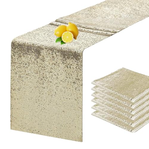 OQSC Camino de mesa de lentejuelas de 12 x 72 pulgadas, con purpurina para decoración de fiesta de cumpleaños, bodas, vacaciones, celebraciones, despedidas de soltera, baby shower, champán