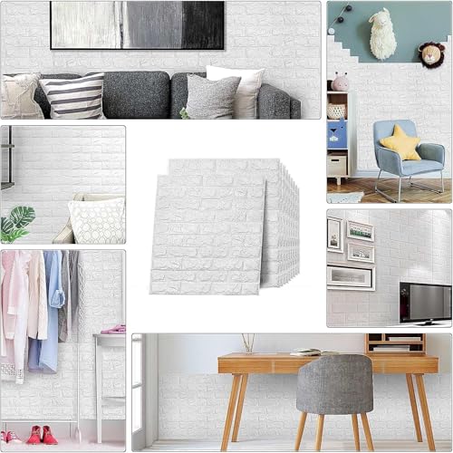 Image of TEKCOOL Self-Adhesive Waterproof PE Foam 3D Wall Panels Wallpaper Sticker for Bathroom, Living Room, and Home Decoration (70 x 77cm, Appx. 5.8Sq Feet)-15 Piece