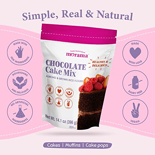 Morama - Gluten Free Chocolate Cake Mix, Vegan Cake Mix With Almond And Brown Rice Flour, No Cake Flour Included, Low-Sugar And Vegan, 14.1 Oz, Pack Of 3 #TOP1