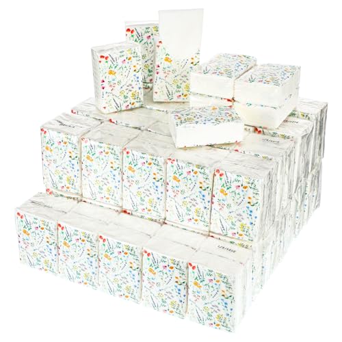 Image of Geyee 100 Pcs Travel Tissue Packs Bulk 3 Ply Pocket Tissues 1000 Sheet Small Personal Facial Tissues Cute Individual Facial Tissue Packs for Wedding Party Favors(Flower)