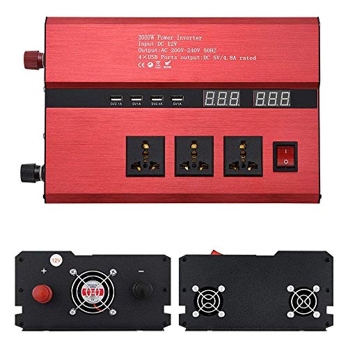 Reiner Wechselrichter, DC 12 V/24 V auf AC 110 V-240 V, Spannungswandler, 3000 W Wechselrichter, USB-Port, intelligenter Ladekonverter für