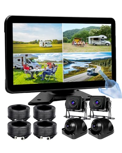 Image of AI 4 Channel 1080P RV Backup Camera System with 10.1 Inch Touchscreen Monitor,Person Detection MDVR Recording with 4pcs IP69K Waterproof Cameras for Truck /Trailer /Camper Van /SUV /Fleet /Push
