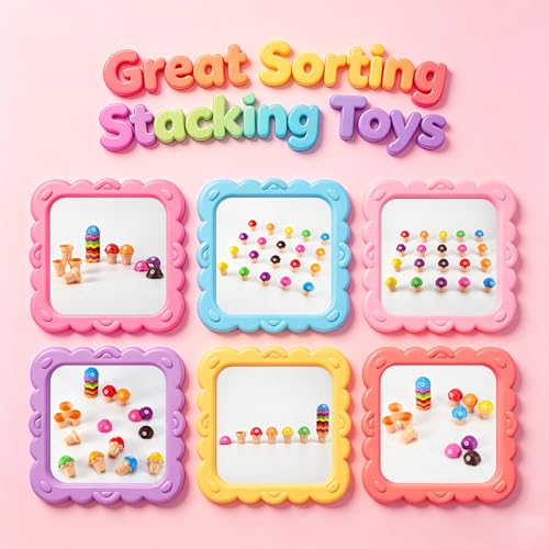 Image of Ice Cream Alphabet Cones Matching Toy,ABC Letter Matching and Color Sorting Learning Educational Game with Word List Uppercase Lowercase Recognition,Preschool Montessori Activities for Kids 3+