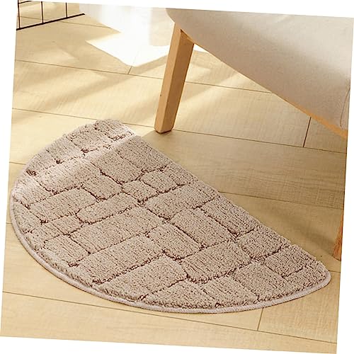 Tapis de bain microfibre demi-lune camel doux et confortable haute densité - 3