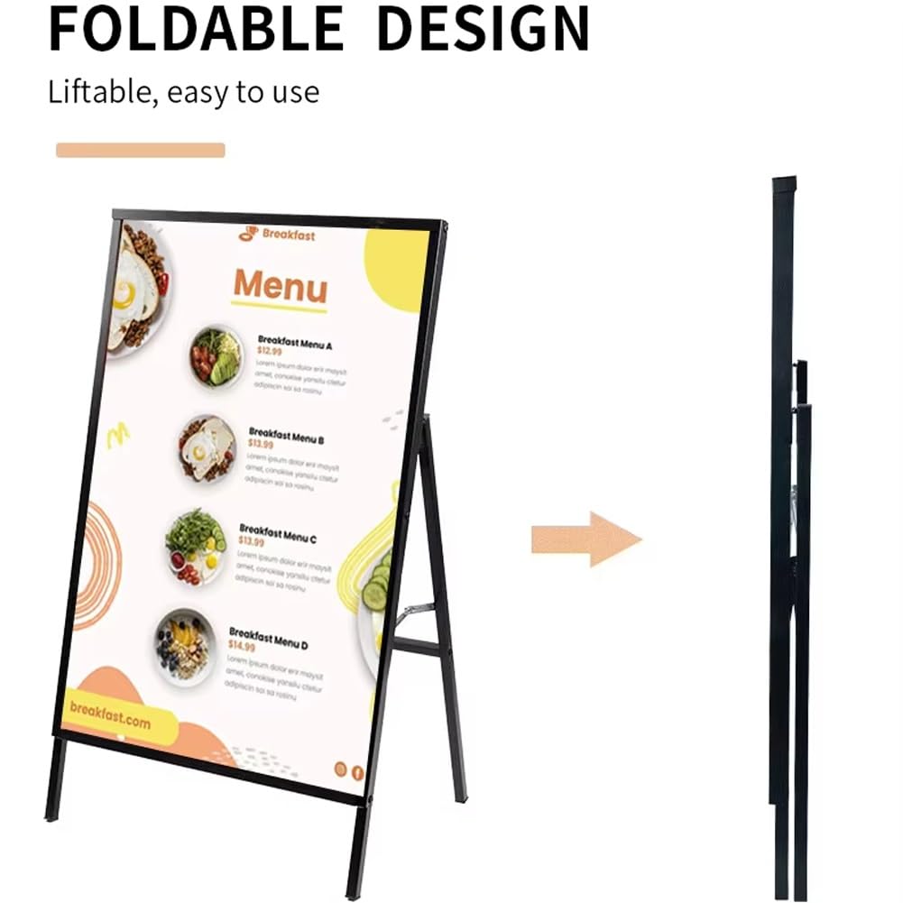 Caja de luz LED de pie, marco de póster LED plegable, soporte delgado de aluminio iluminado, cartel de proyección publicitaria para restaurante, cafetería, tiendas