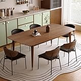 NessCarsti 62.9' Solid Wood Dining Table for 4-6, Mid-Century Modern Rectangular Kitchen Table with Tapered Legs, Sturdy Structure for Dining Room Apartment,Walnut
