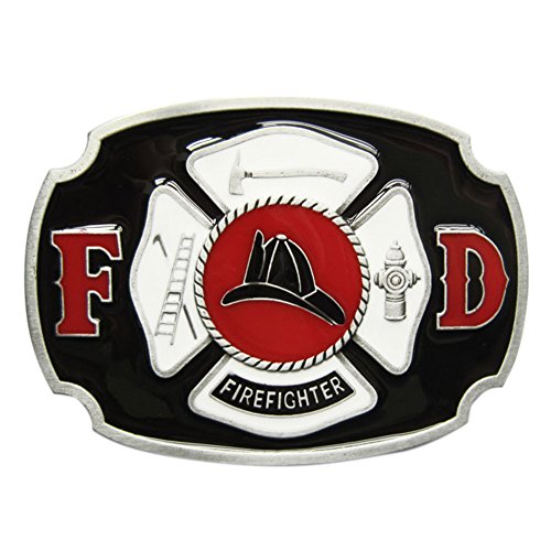 Hebilla del cinturón FD Firefighter vintage con esmalte de héroe de bomberos para coleccionistas
