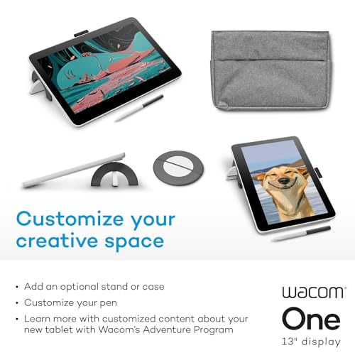 Image of Wacom One 13 Touch, Drawing Tablet with Full HD Laminated Touchscreen & Pen | Small pen display with touch for beginners and students learning digital art, animation & design on Windows, Mac & Chromebook