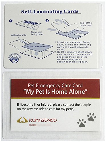 KumasonCo Pet Emergency Care Cards with Laminating Pouches (Pack of 2)