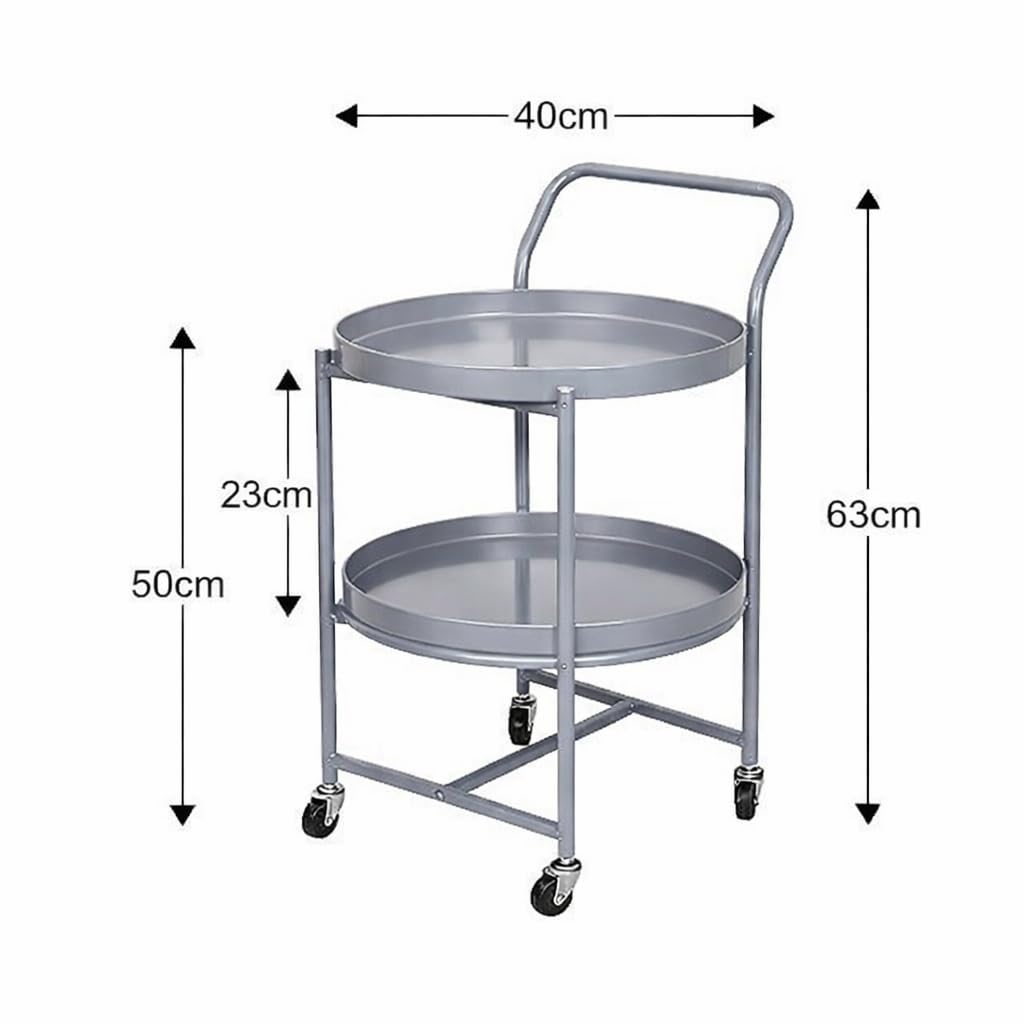 OGFC 57235 Home Bar Cart Drinks Food Serving Trolleys Sideboard 2 Tier Hairdressing Trolley On Wheels Bar Cart for Home, Living - Size:63 x 40 x 40cm (Color : Grey) 1