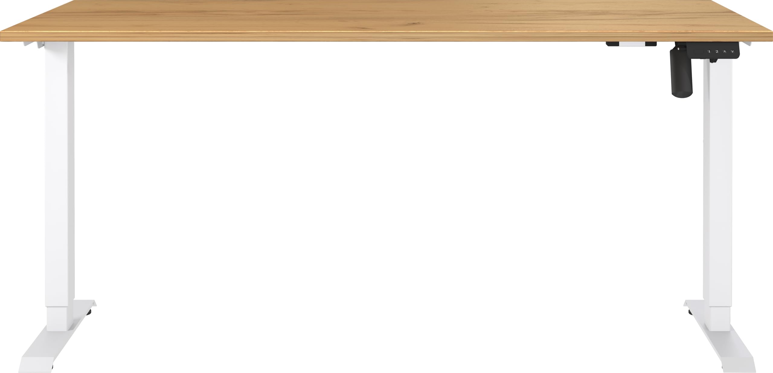 Germania Scrivania 8024-242, in rovere Navarra repro/bianco, regolabile elettricamente in altezza, 160 x 119 x 80 cm (LxAxP)