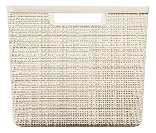 Miniatura 3 de Curver Juliet- Cesta Rectangular Grande 20l, Almacenaje, Ordenación 100 Plástico Reciclado, Acabado Yute, 36x28xh23 Cm, Blanco