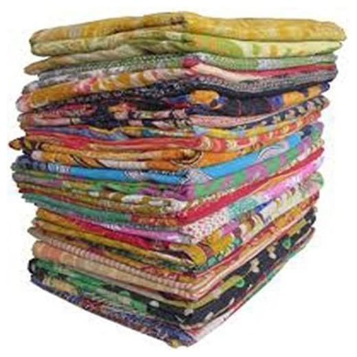 5 Pieces Mix Lot Whole Sale Tribal Kantha Quilts Vintage Cotton Bed Cover Throw Old Assorted Patches Made Rally