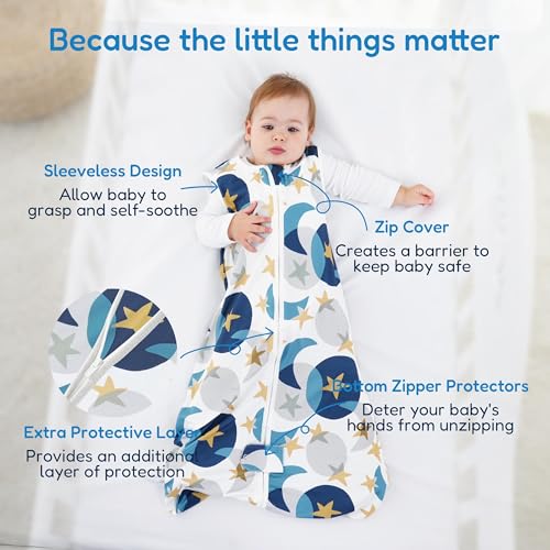 Image of TotAha Sleep Sack 6-12-15 Months 3-Pack,Stretchy,Buttery Soft Swaddle Transition Sleeping Bag,Light Baby Wearable Blanket with 2-Way Safe Zippers for Boys and Girls, 0.5 TOG