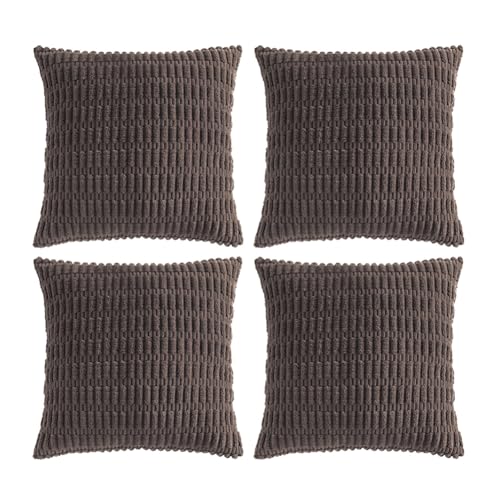 Fancy Homi 4 Packs Boho Dark Brown Decorative Throw Pillow