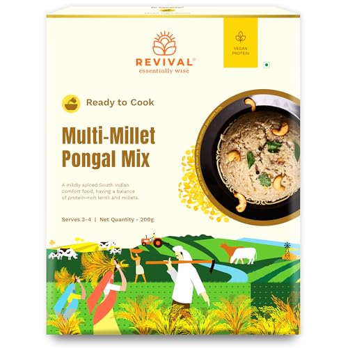 Image of Revival Multi-Millet Pongal Mix - 200gm | Instant South Indian Breakfast | High in Fiber & Protein | Gluten-Free | Made with Authentic Spices | Quick & Easy to Prepare