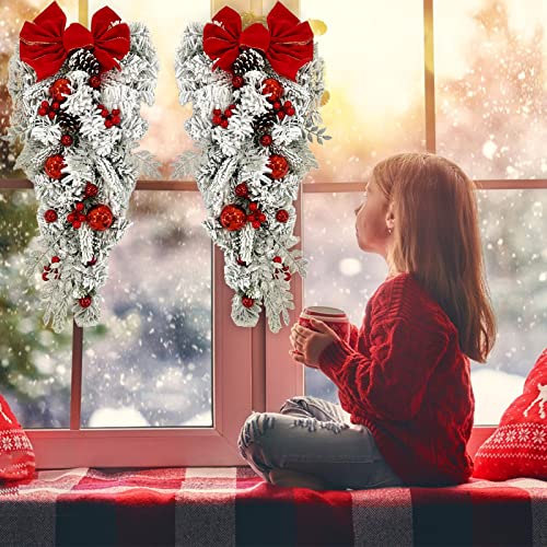 Winter Wreath Christmas Wreath For Front Door, Wreath For Front Door Door Hanger Garland New Years Winter Table Artificial Decor Corridor Pine Needles Wall Red Berry Clusters #TOP1