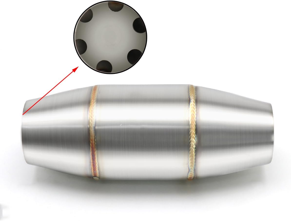 Exhaust Pipe Resonator Baffle Muffler DB Killer Quiet Mid Pipe Expansion Chamber Silencer Noise Eliminator Deadener for Motorcycle ATV UTV Go Kart (A)