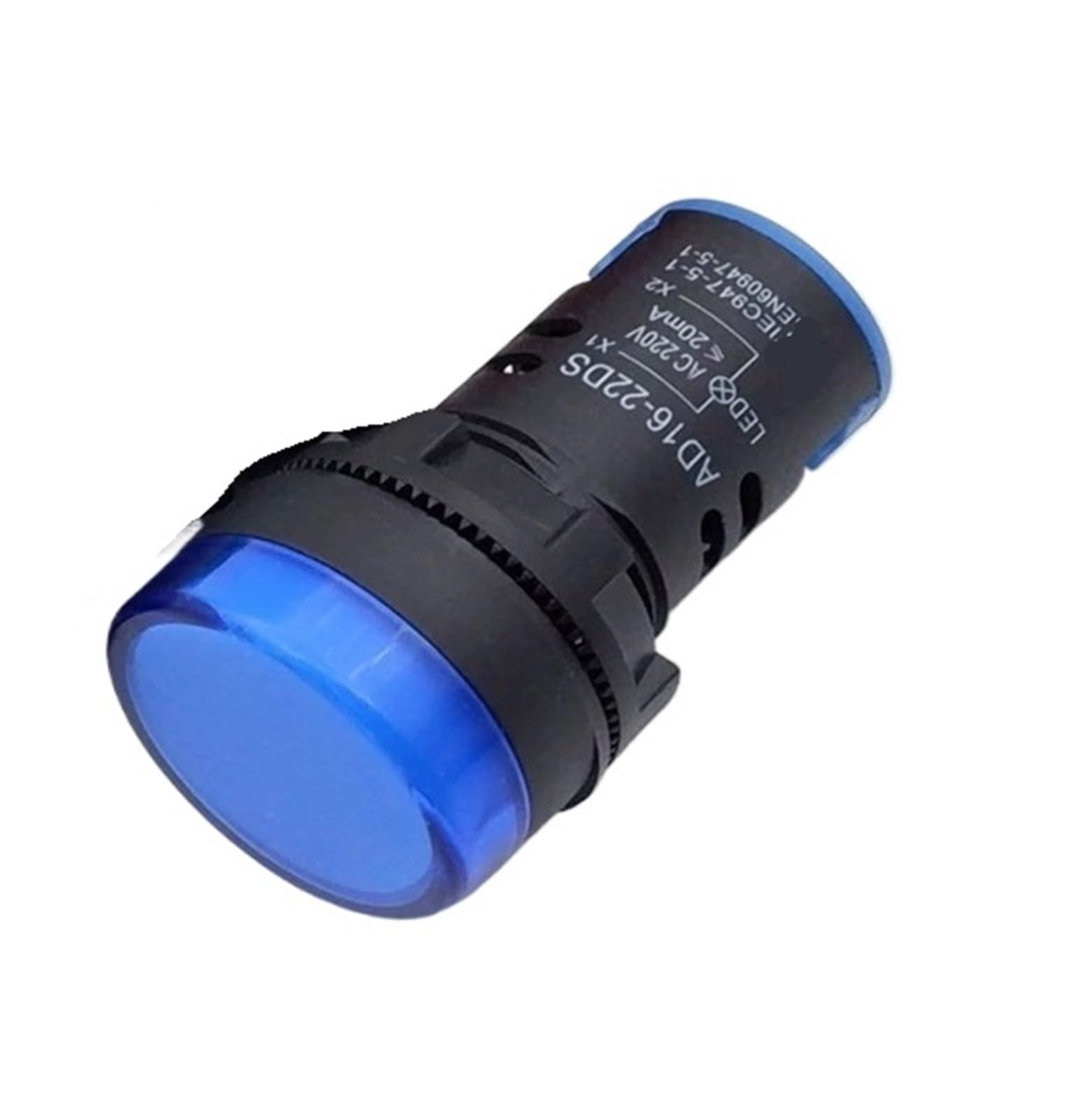 Pannello da 22 mm Indicatore Luminoso in plastica LED Segnale Alimentazione Lampada 12 V 24 V 220 V Rosso Giallo Blu Verde Bianco Avvertimento(Blue,220v)