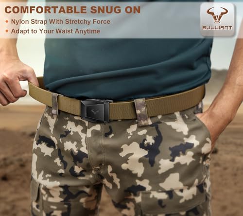BULLIANT Men Belt 2 Pack,Tactical Stretch Belt Adjustable For Rigger Military Heavy Duty Work 1.5"-Cut For Fit4