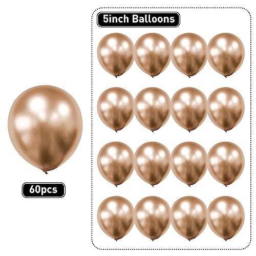 Image of Champagne Gold Balloons 60pcs 5inch Small Metallic Champagne Latex Balloon for Balloon Garland Arch Chrome Champagne Balloons 5'' Round Mini Birthday Party Decoration DIY Engagement Anniversary