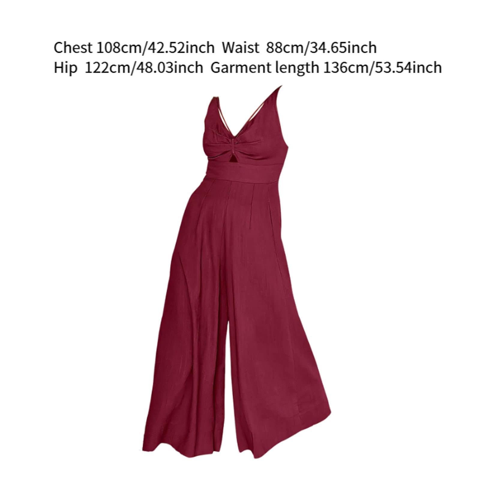 Combinaison pour Femme Tenue Complète D'Été Pantalon Large Barboteuse Plissée Style Élégant avec Détail Ajouré En Polyester Adapté pour