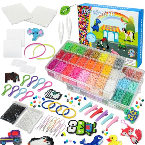Liifnuorra 5mm Fuse Iron Beads Kit 11000 Pcs 48 Colors for Kids Ages 3+