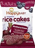 Happy Baby Organics Baby Food Rice Cakes Blueberry & Beet, 1.4 Ounce Bag Puffed Brown Rice Crackers, Baby Snacks or Toddler Snacks, No Added Colors, Encourages Tactility and Self-Feeding