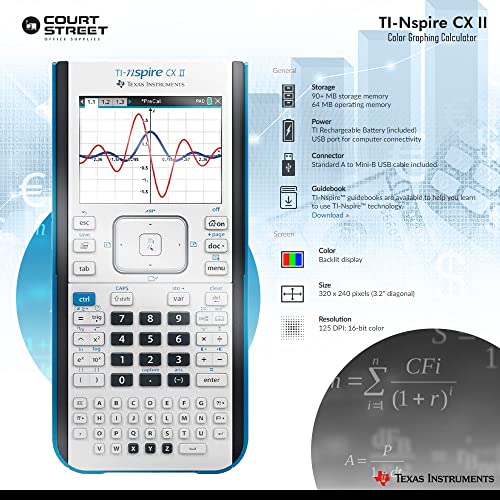 Ti Nspire Cx Ii Graphing Calculator With Student Software – Graphic Calculators For Advanced Math And Science Curriculum Solution, Colored Screen, Rechargeable Battery #TOP6