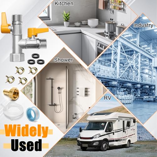 Image of RV Winterizing Kit, Brass RV Antifreeze Pump Kit for RV 3-Way by-Pass Valve Replacement Kit, RV Pump Converter Winterizing Part for Water System RV Full-Flow Winterizing Kit