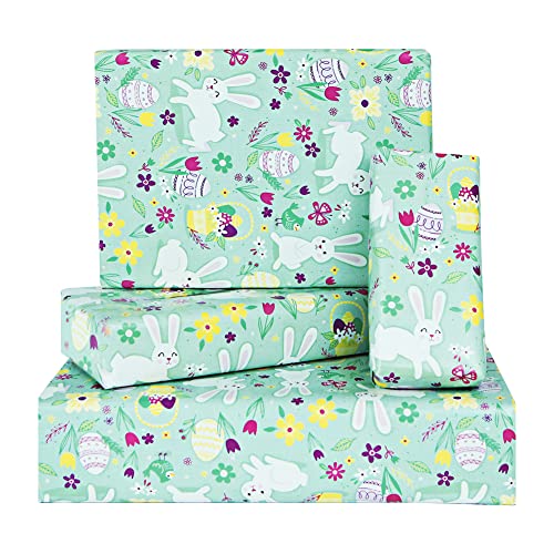 Papier cadeau bébé pour baby shower et premier anniversaire, 4 feuilles 71x50cm vert tendre