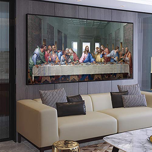 La Cène de Leonardo Da Vinci : grande toile murale d'art moderne pour salon 70x140cm