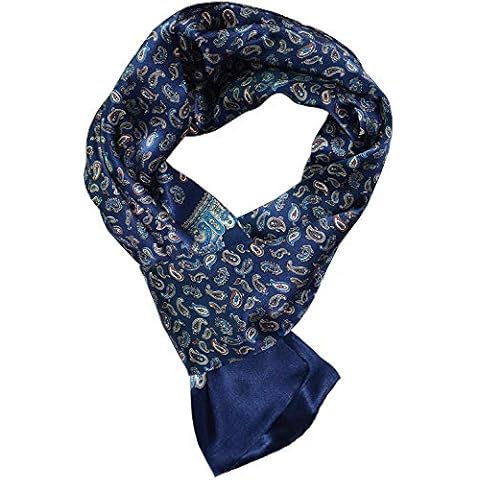UK_Stone Pañuelo de Seda Paisley Flores para Hombre Azul Talla única Cover