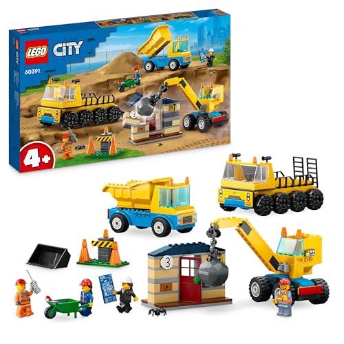 LEGO 60391 City Baufahrzeuge und Kran mit Abrissbirne, Spielzeug mit...