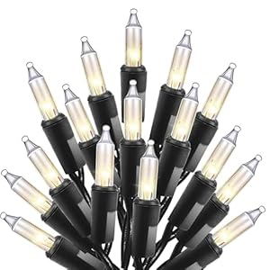 Holiday Essence Clear Christmas String Lights Set 100 Incandescent Halloween Lights 206 Ft Black Wire Indoor Outdoor Decorative Use Decor Bright Patio Lighting Tree Decorations UL Certified