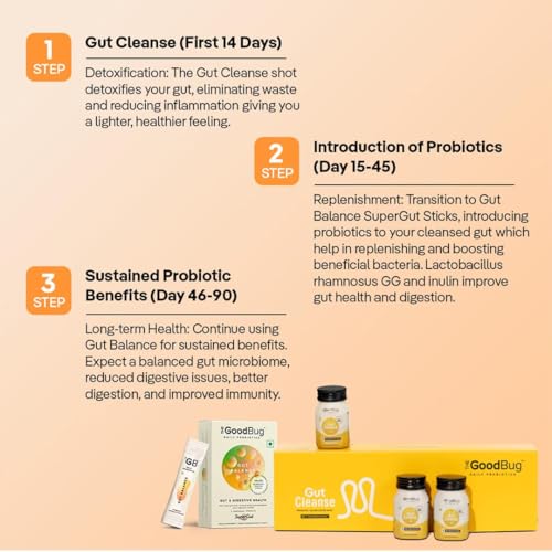 Image of The Good Bug Gut Balance Super Bundle | Probiotics + 14 Colon Detox Shots|Improves Digestion|Relief from problems like Bloating, Constipation and Gas | Boosts immunity