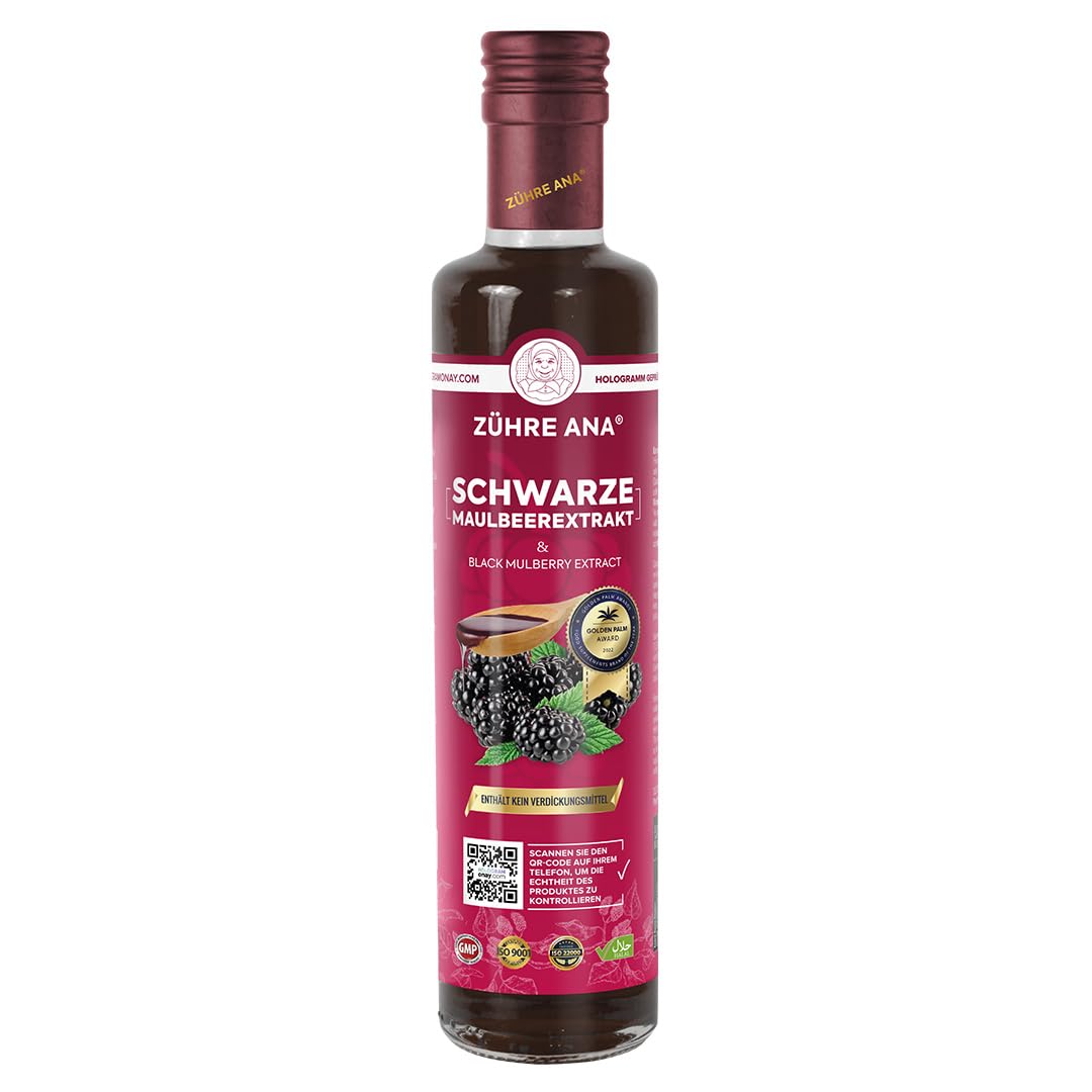 Zühre Ana Schwarzer Maulbeer Extrakt – Maulbeersirup mit natürlichen, Intensiver Maulbeersirup mit optimaler Konsistenz – Hochwertiger Karadut-Extrakt – Vegan