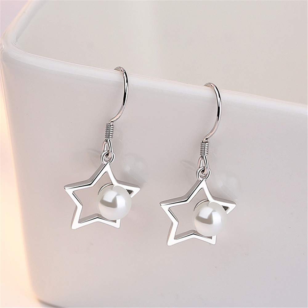 Zestaw eleganckich kolczyków Kolczyki damskie Biżuteria 925 Sterling Silver Star Pearl Wisiorek Kolczyki Hoop Drop Dangle Kolczyki ślubne Kolczyki sztyfty Biżuteria Akcesoria Prezent miłosny Prom