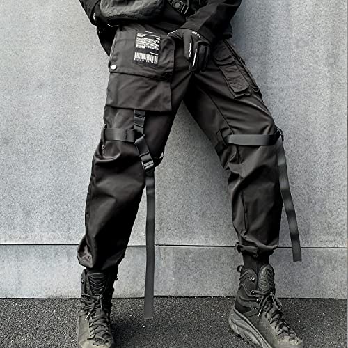 Men's Jogger Pants Punk Cargo Baggy Techwear Hip Hop Harem Pants Streetwear Tactical Track Pants Black-47 Large #TOP3