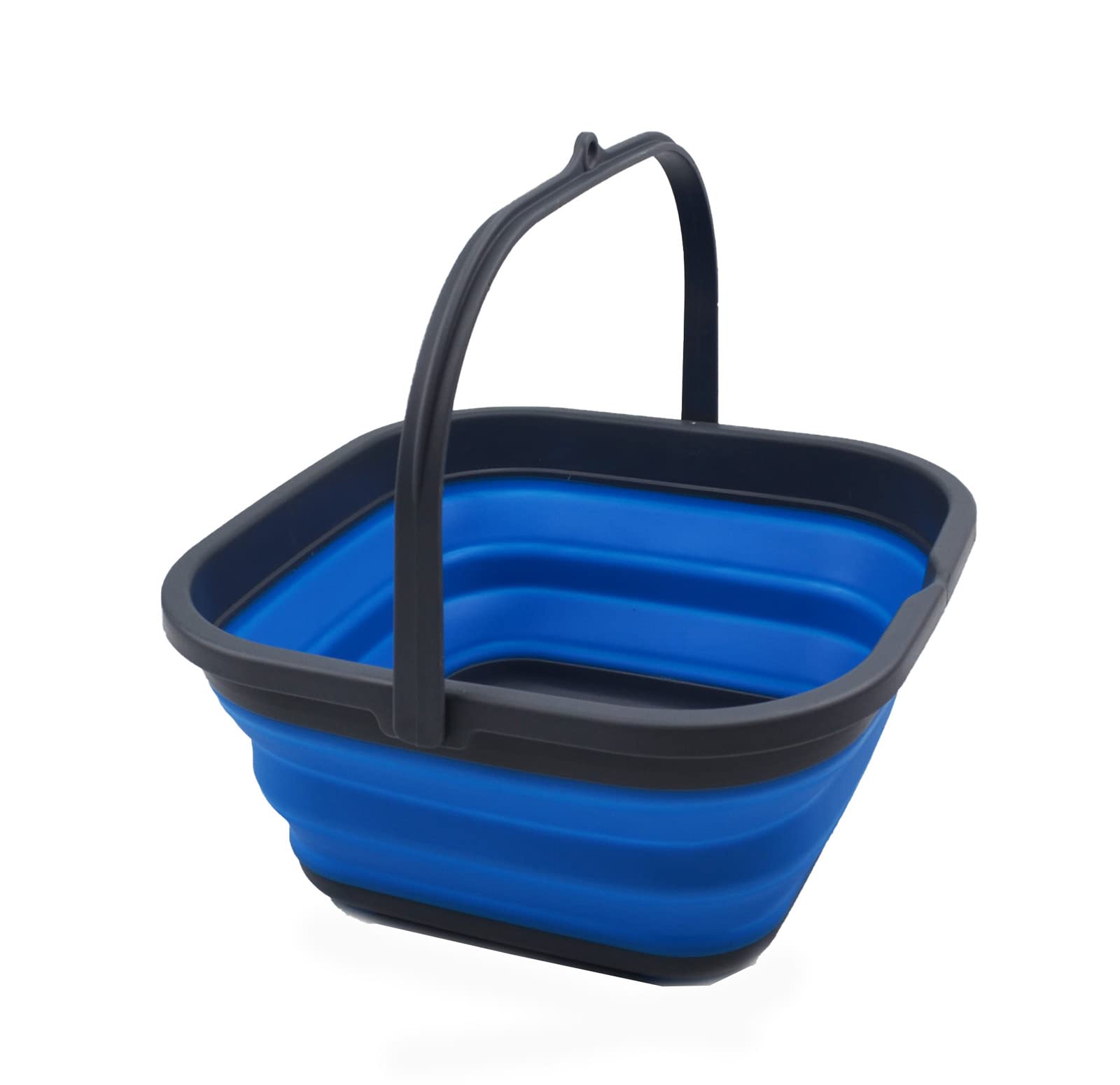 SAMMART 5.5L Collapsible Washing Tub (Grey/Blue, 5.5L bucket)