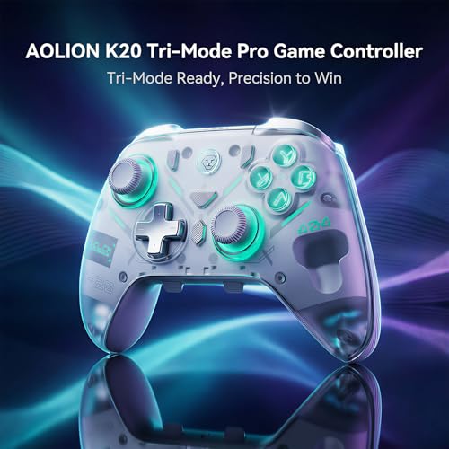 Image of Aolion gaming K20 Wireless Controller for Switch 2, Switch, PC with Dock | Hall Effect Joysticks and 3-Stage Hall Triggers, 1000Hz Polling, Bluetooth /2.4G /Wired, Modular Design, RGB Charging Dock