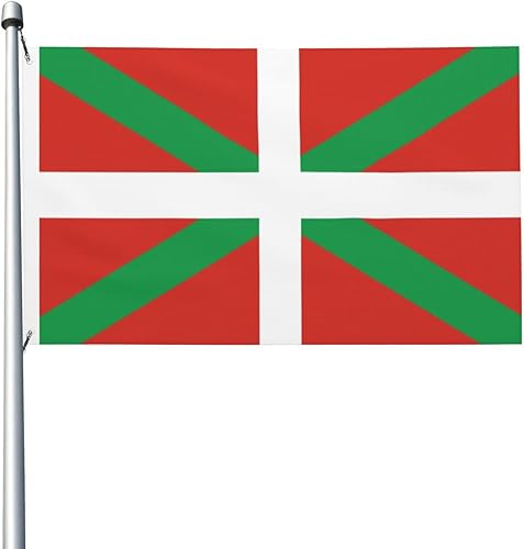 Bandera del País Vasco de doble cara de 3 x 5 pies, banderas para exteriores, banderas decorativas duraderas para interiores y patio, banderas