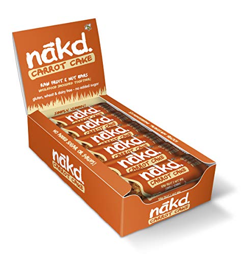 Nakd Raw Fruit and Nut Gluten Free Bars 30 - 35g(Pack of 18) (Carrot Cake)