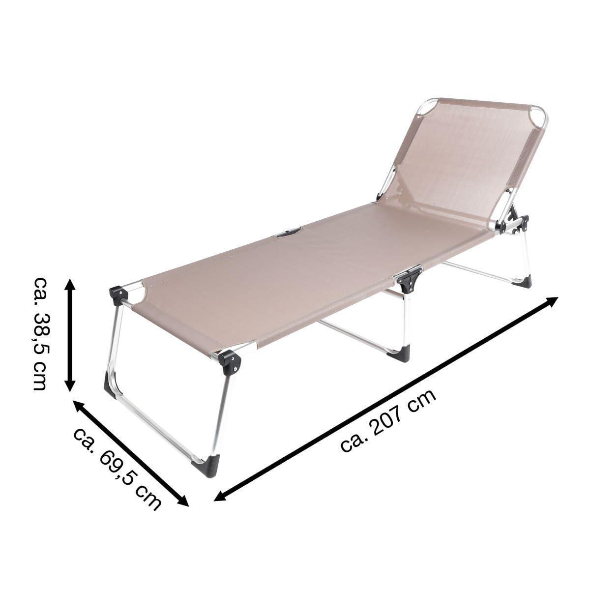Dreibeinliege, Sonnenliege XXL Taupe, Gartenliege für Terrasse oder Pool