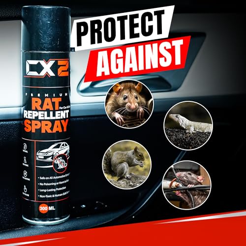 Image of CX2 Rat Repellent Spray for Cars 300ml Human Safe Rat Spray No Kill, Only Repels Rodent Repellent for Car Easy to Spray Nozzle 1st time in India FORMULATION 2X