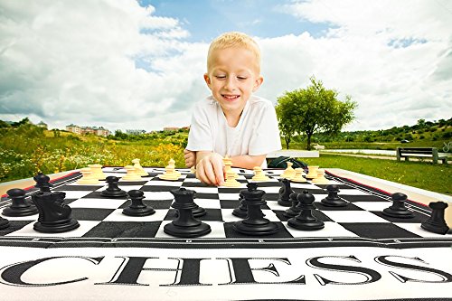 EasyGo Giant 3\' X 4\' Mat Chess Game – Indoor Outdoor Family Game – Lawn Game –Piece Range from 3-6\" Tall - Thumbnail 3