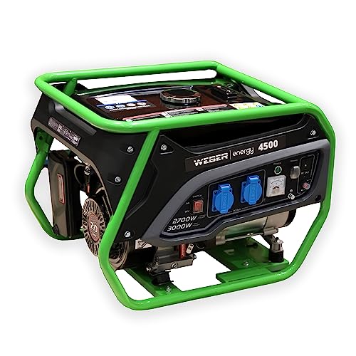 WEBER ENERGY Generador Inverter Silencioso de Gasolina 2700W con 2 Tomas 230V, Depósito 15L, Portátil y Robusto para Emergencias, Taller o Uso Exterior